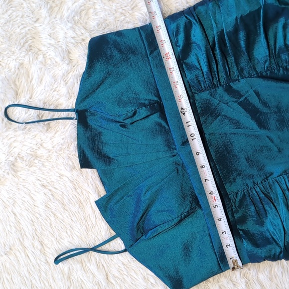 Y2K Vintage Cindy USA Iridescent Aqua Taffeta Cocktail Dress with Shrug Size 3XL - Picture 12 of 16